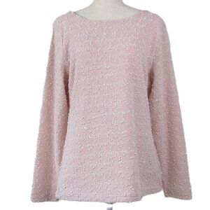 Jennifer Lopez Pink Sequin Boucle Textured Long Sleeve Top Women's Size XL